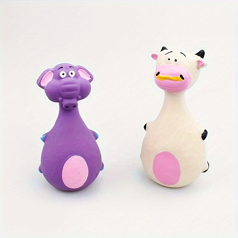 Chewy Dog Toy Set: 4 Playful Rubber Toys with Cartoon Designs for Your Pooch