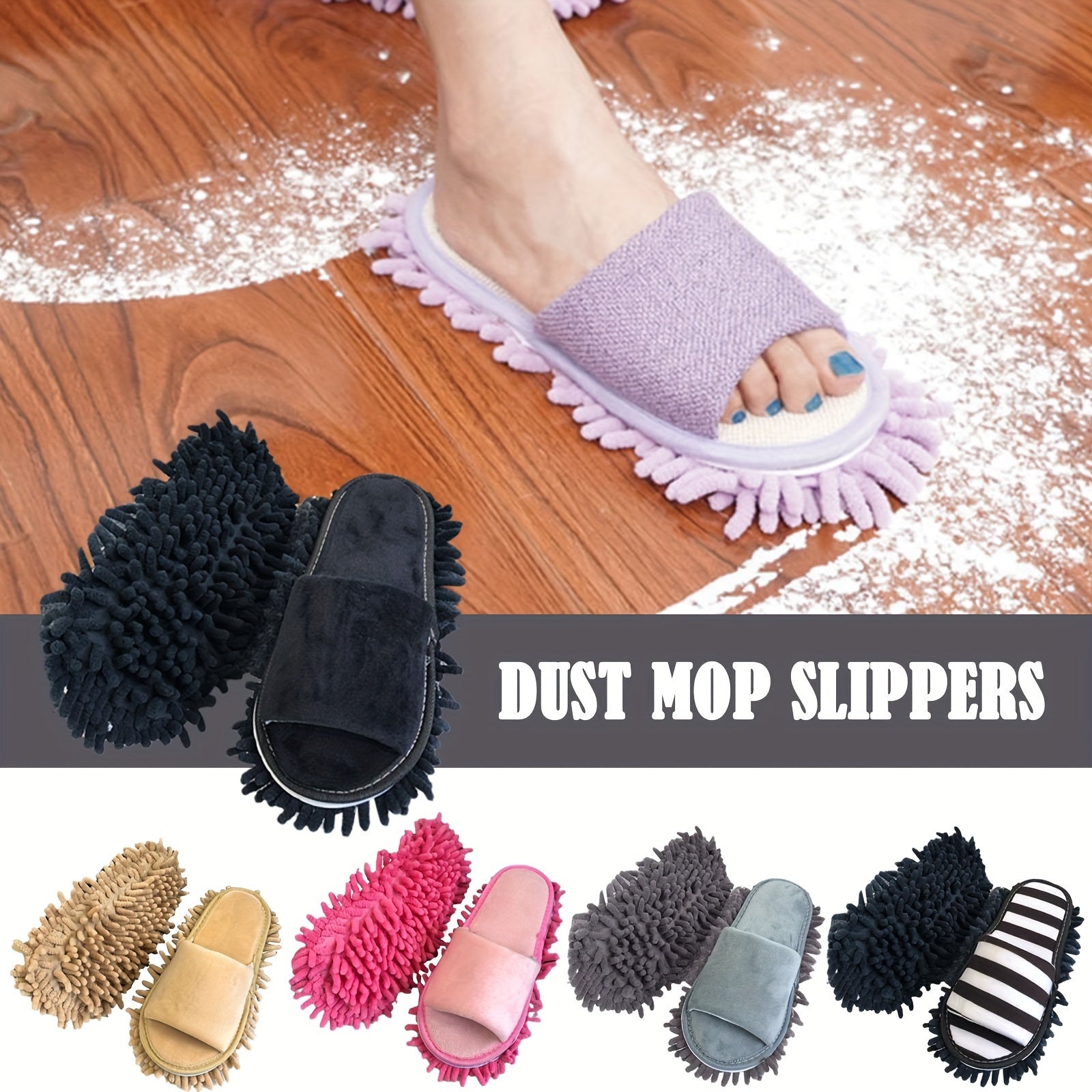 1 Pair of Detachable Floor Cleaning Slippers, Ultra-Soft and Quiet Floor Cleaning Slippers, One Size Fits All, Cleaning Supplies, Cleaning Tools, Bathroom Supplies, Reusable Cleaning Cloth
