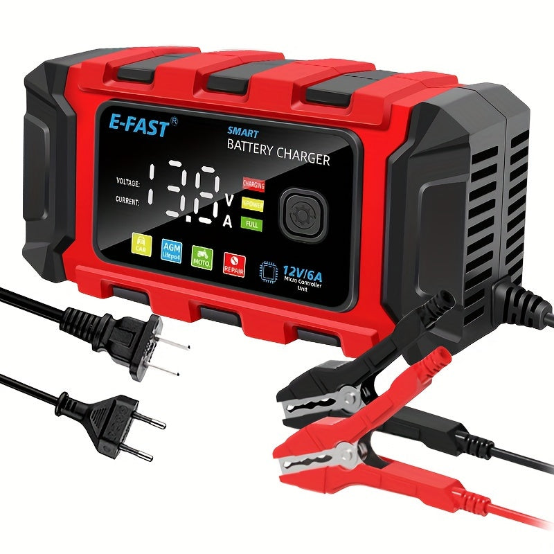 12V 6A Intelligent Car Battery Charger - Advanced Automotive Battery Maintaine