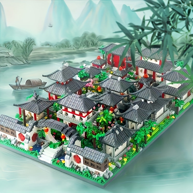 5530pcs+ 3D Ancient Wisdom Building Block: Oriental Ancient Architecture Series Suzhou Garden Adult Puzzle Assembly Model Toys for Halloween Christmas Gift