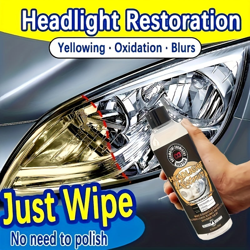 Car Headlight Restoration Fluid Automotive Headlight Oxidation Yellowing Scratches Blurring Enhancement Crystal Plating Coating Refurbishment Agent 8.45oz