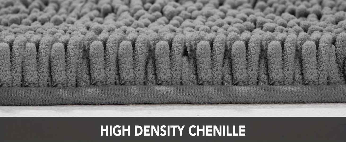 Bath Mat, Thick Soft Chenille Bath Rugs, Quick Dry Absorbent Machine Wash Bathroom Rugs, Non-Slip Rubber Backing Durable Rugs For Bathtubs, Shower Floor, Under The Sink