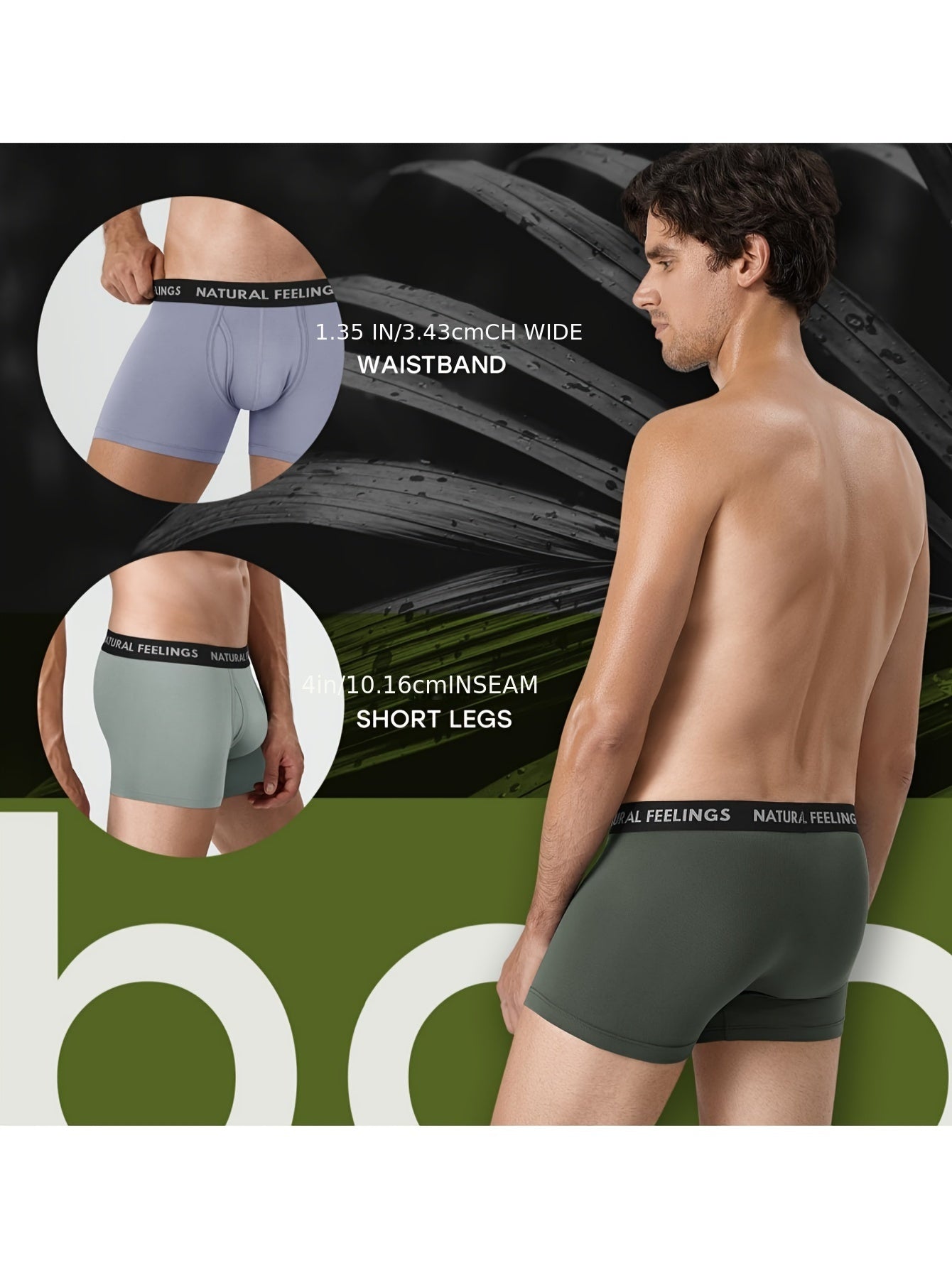5-Pack Mens Underwear Bamboo Viscose Boxer Briefs Comfy Breathable Underwear for Men