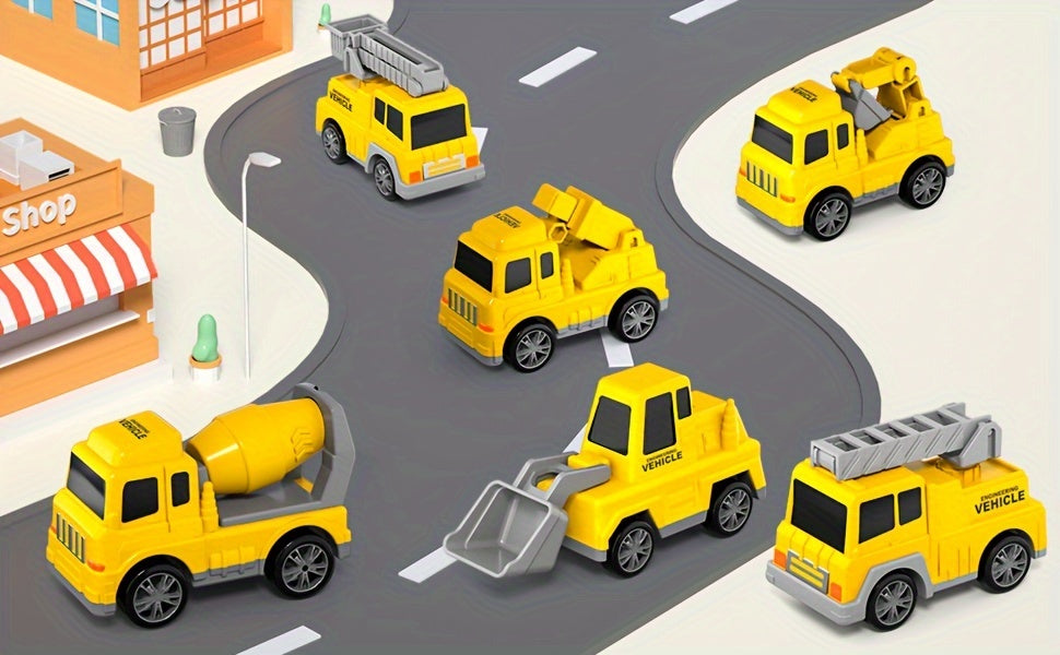 Kids Car Toys, 7 In 1 Construction Car Trucks Playset With Play Mat & Accessories, Birthday Halloween Christmas Gifts For Kids Boys Girls