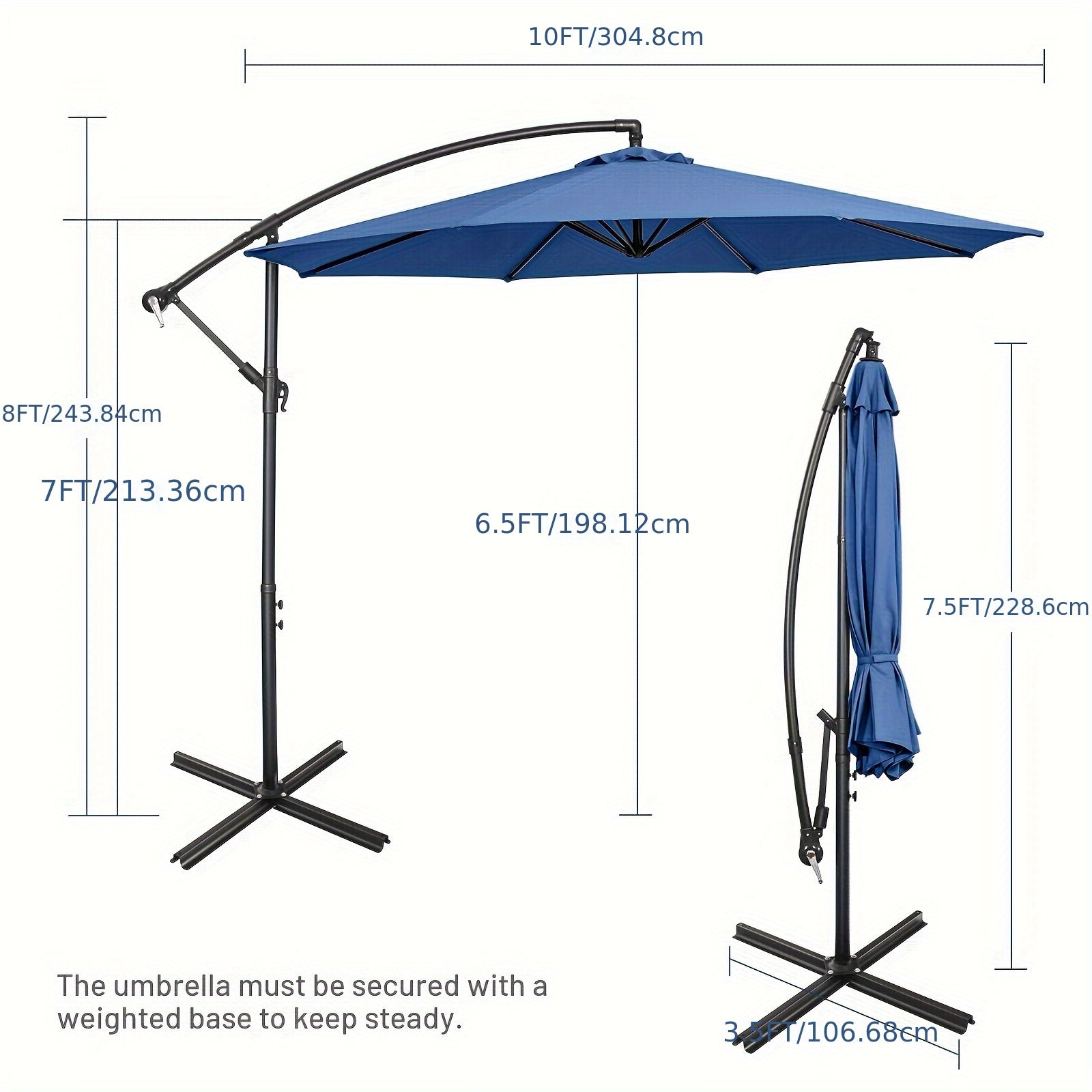 COSTWAY 10 FT Patio Umbrella 8 Ribs Umbrella With Cross Base Stand - Outdoor Patio Garden Shade - For Backyard, Poolside, Beach - Suitable for Families & Entertainers - Perfect Gift for Housewarming