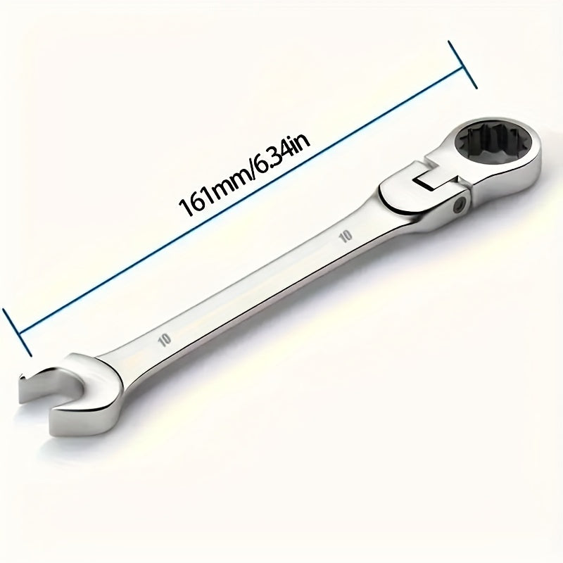 10mm Flexible Head Ratchet Wrench - Dual-Purpose, High-Index Plastic, Silvery - Essential Automotive Hand Tool