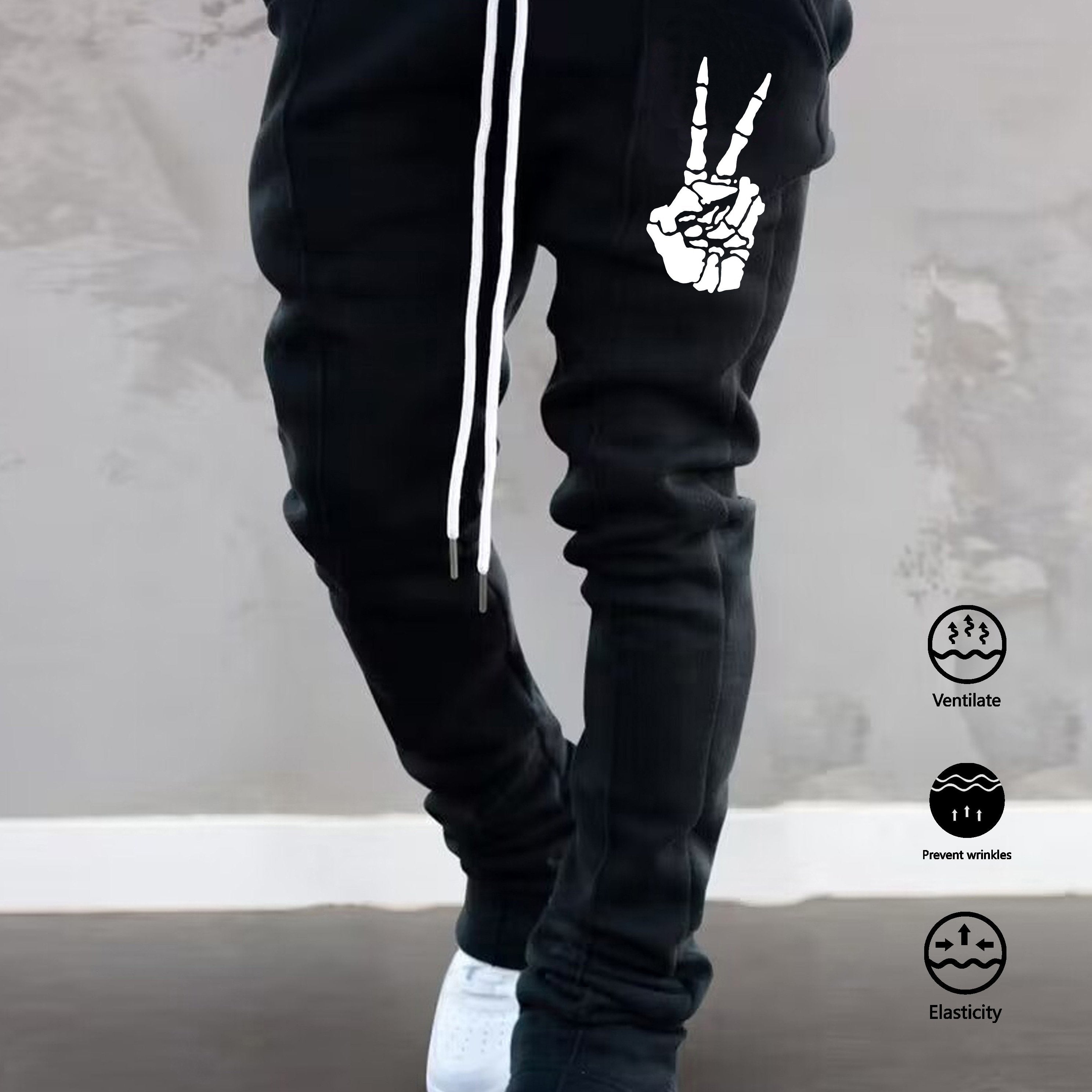 The Hottest Anti-Wrinkle Micro-Elastic Comfortable And Breathable Men'S Casual Trousers Front Mid-Flare Men'S Trousers Jogging Sports Trousers Trendy Trousers Rock Hip-Hop Trousers