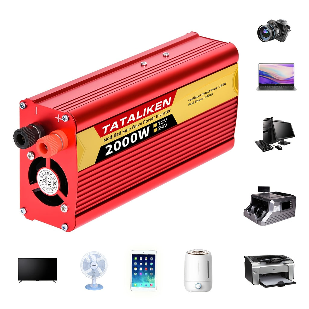 2000W (800W continuous) Heavy-Duty Car Power Inverter Charger -