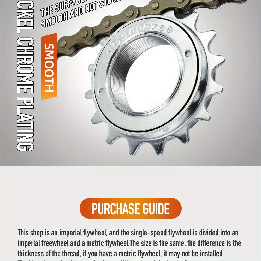 1pc VG Sports 16T/18T/20T/22T/24T 34MM Bicycle Flywheel Single Speed Bicycle Flywheel Sprocket 1 Speed Gear For BMX Flywheel Sprocket Gear Bike Accessories