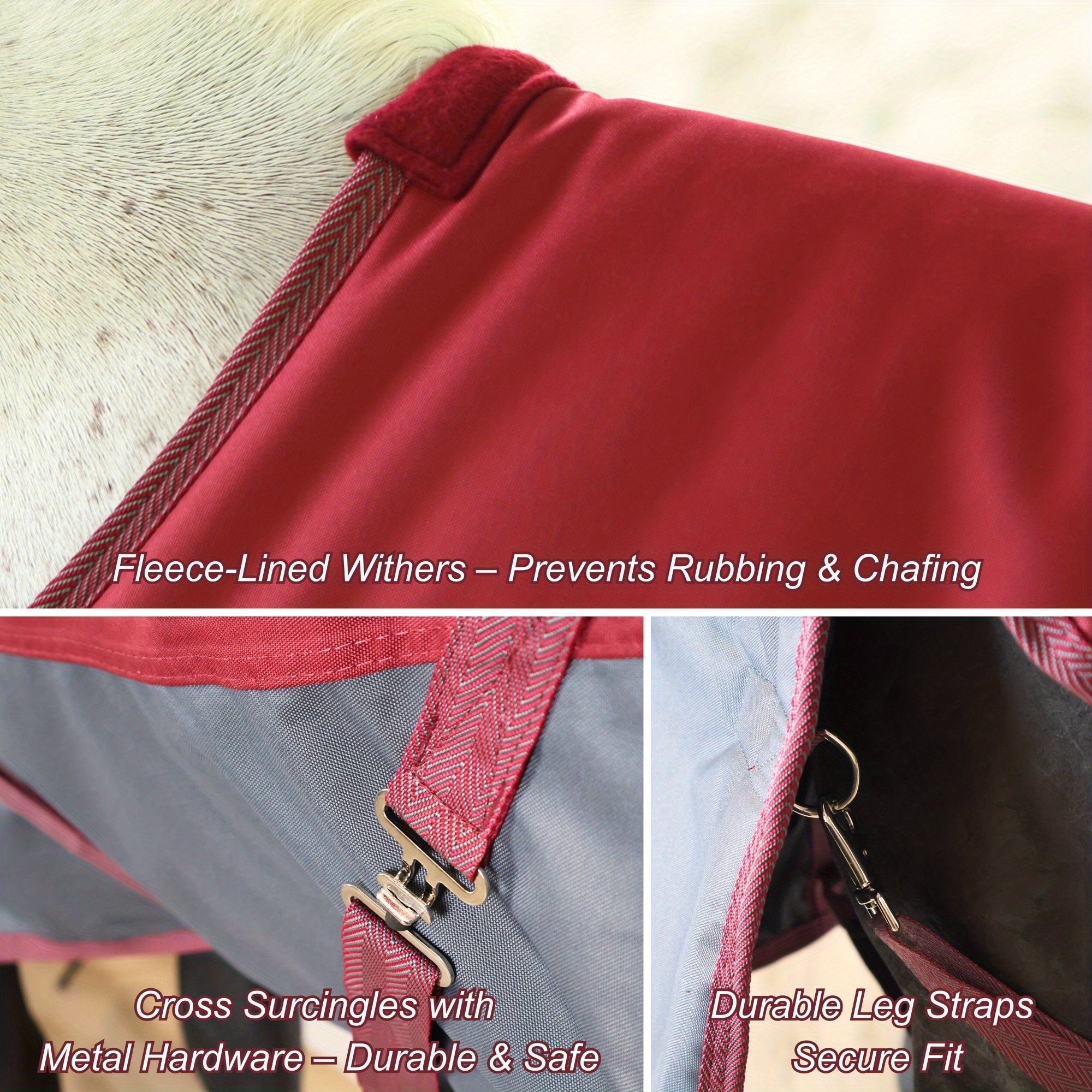 BARN & STABLE Heavy-Duty 600D Waterproof Horse Blanket - 3000mm/3000mvp Winter Turnout Rug with 200g Fill, & Adjustable Fit, All-Weather Horse Cover for Horses (Arabian, Thoroughbred, Shetland) - Durable Equestrian Gear, Hors