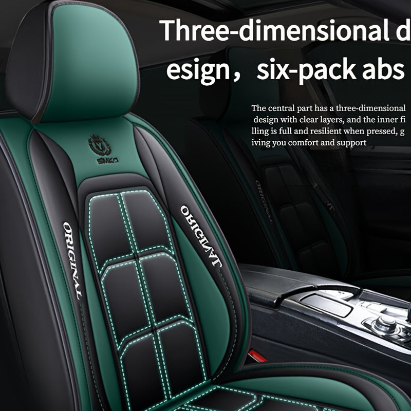 Universal PU Leather Car Seat Set, 5 Seat Full Set Car Seat Cover,
