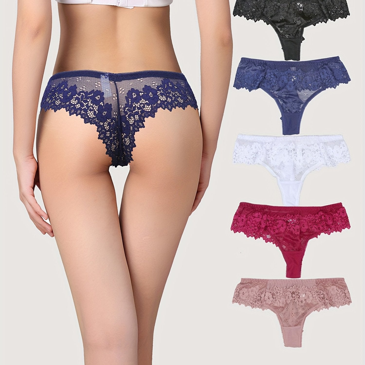 5pcs Brazilian Style Women's Low-Rise Bikini Underwear -