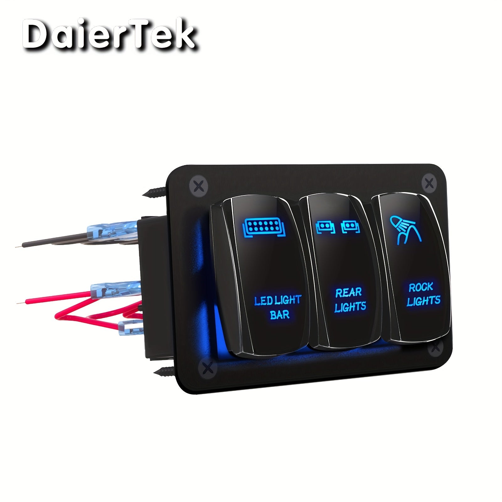 12V 3-Gang Rocker Switch Panel with LED Light Bar Switch -