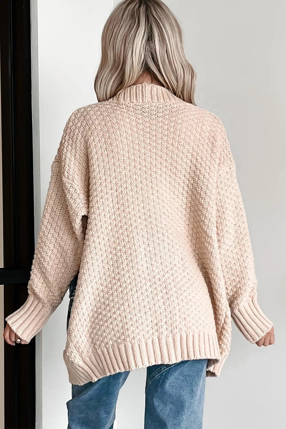 Textured Open Front Knit Cardigan