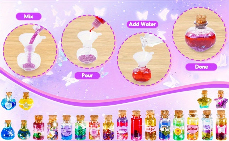 Craft Kits for Girls, 58 PC Magical Potion Kits for Kids, Fun Toys for Girls 8-12, DIY Creative Activity, Birthday Gifts for Kids Girls Ages 6 7 8 9 10-12 Year Old