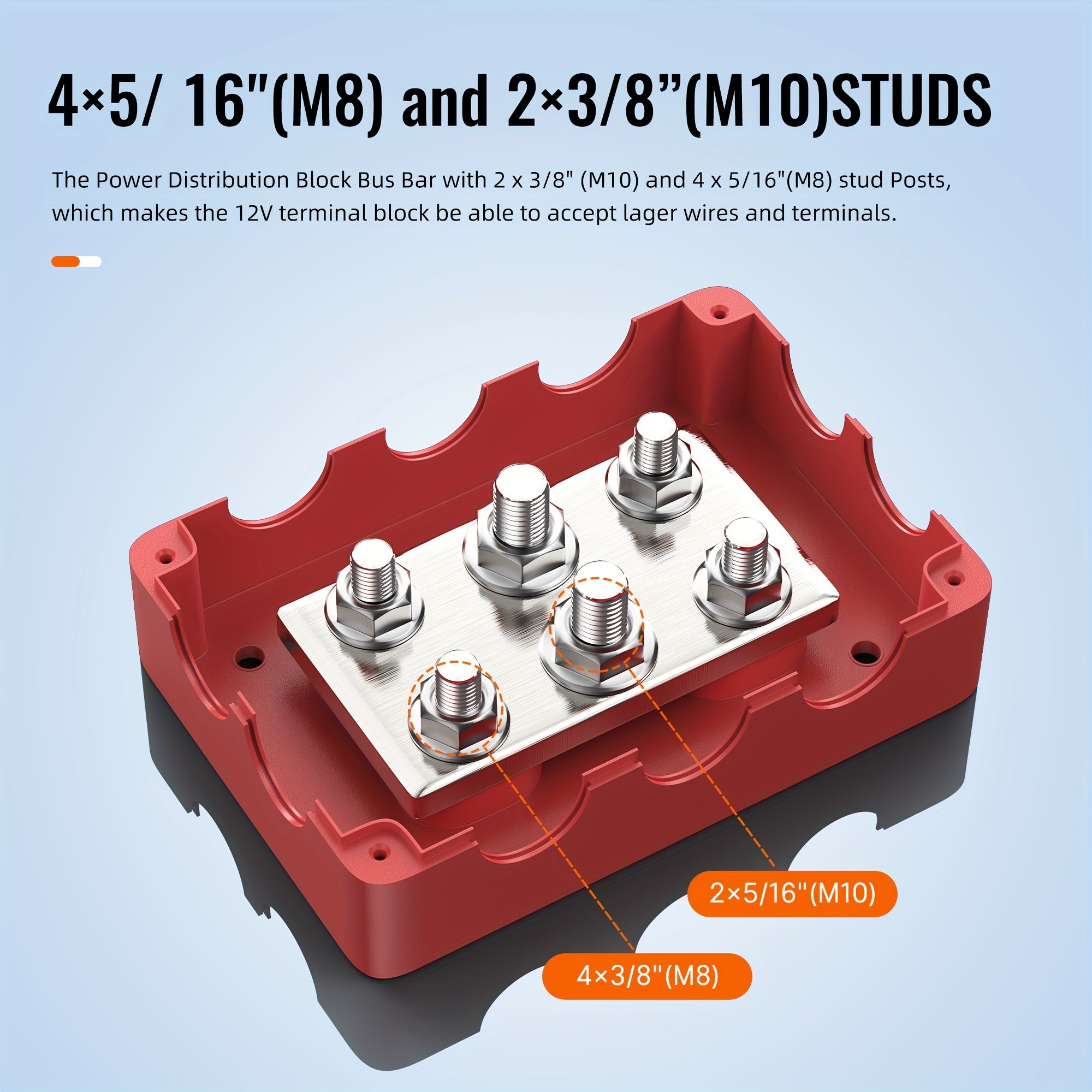 Heavy-duty 500A Busbar Distribution Block, 4 M8 Screws +2 M10 Screws, 12V DC Automotive Marine Battery Terminal Distribution Block With Cover - Negative And Positive Bus Bars
