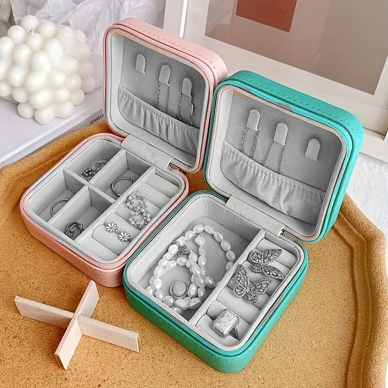 ZFOCEAN Portable Jewelry Organizer Box with Zipper Closure - Compact Travel Case