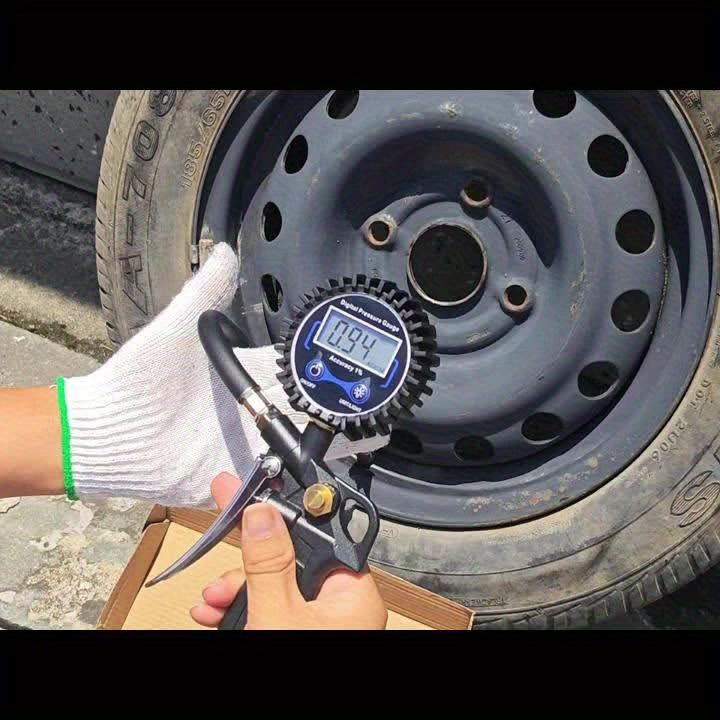Digital Tire Pressure Gauge with Inflator, 250 PSI Air Chuck and Compressor Tttachment