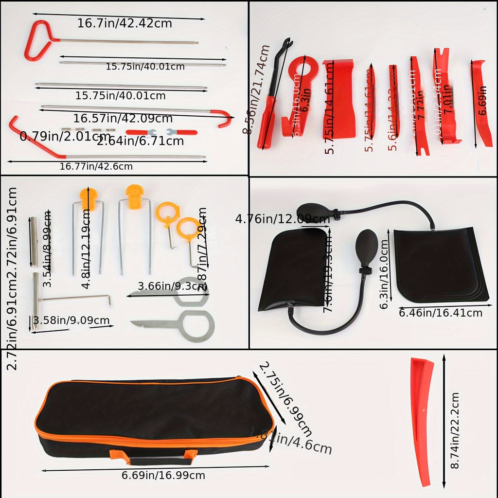 20pcs Car Repair Tool Kit with Long Reach - Stainless Steel, Portable Automotive Set with Emergency Tools & Carrying Bag for Cars and Trucks