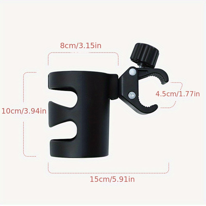 1pc Rotatable Black Bottle & Cup Holder - Durable PP Material, Secure Clamp Design for Bicycles & Carts, Ideal for Outdoor Sports Hydration