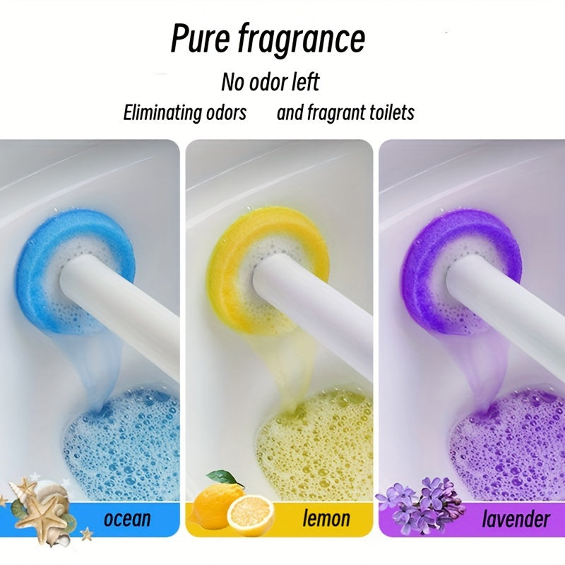 1 Set With 24 Brush Heads, Or Separately Equipped With 32 Brush Heads And 4 Aromatherapy Sticks, Disposable Sponge Brush Heads With Cleaning Solution, Plastic Toilet Brush, Toilet Brush Holder Set, Automatic Opening And Closi