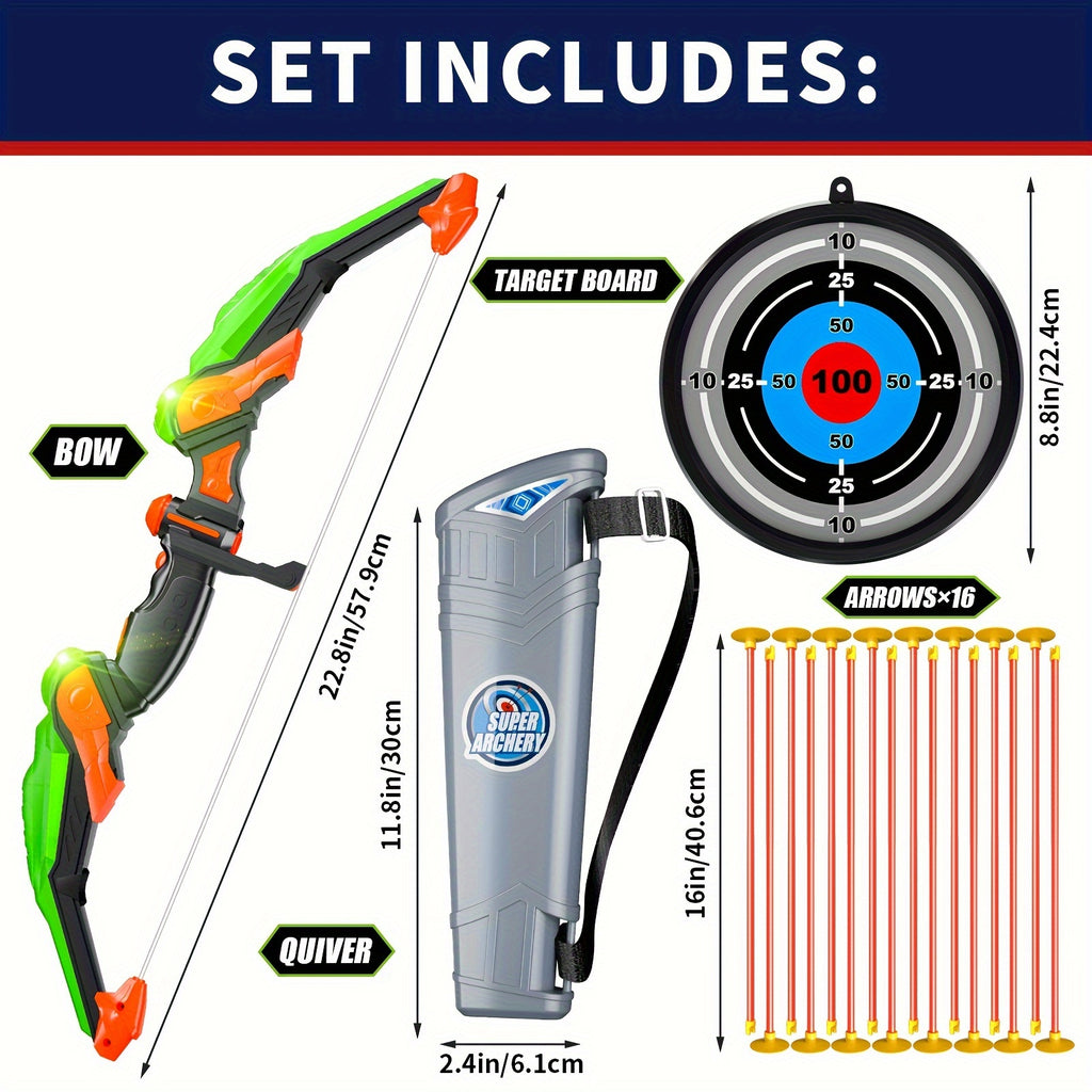 Bow And Arrow For Kids 4-8 6-8 8-12, Kids Archery Set Toys With Light-up LED Includes 32 Suction Cup Arrows, Indoor Outdoor Bow And Arrow Toys Gifts For 5 6 7 8 9 10 11 12 Year Old Boys