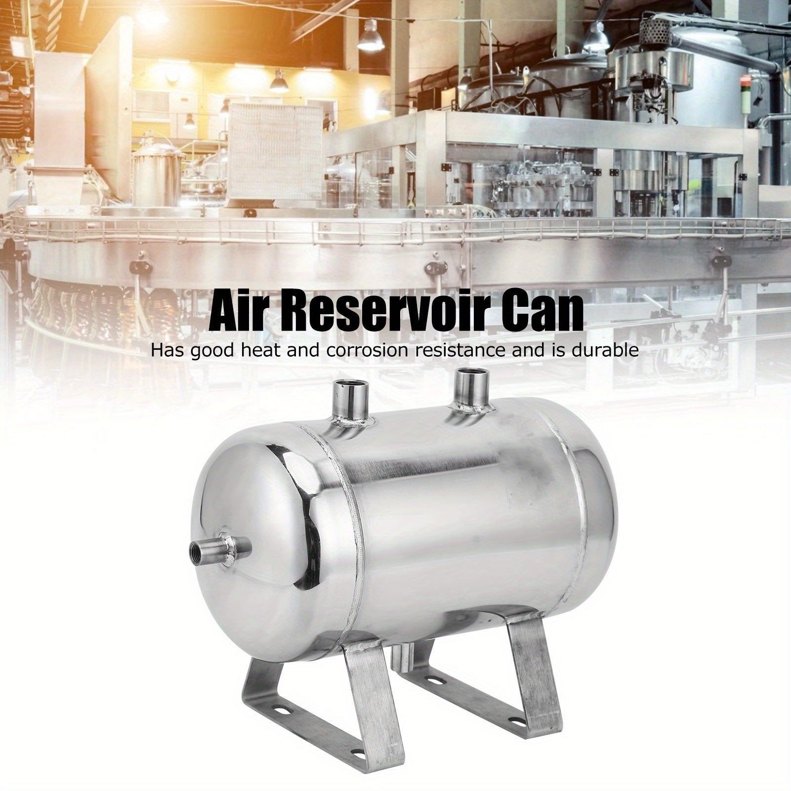 High-Pressure 1.32gal Stainless Steel Gas Storage Tank with 4-Port Air Reservoir, Durable for Industrial & Automotive Use - 1/4NPT