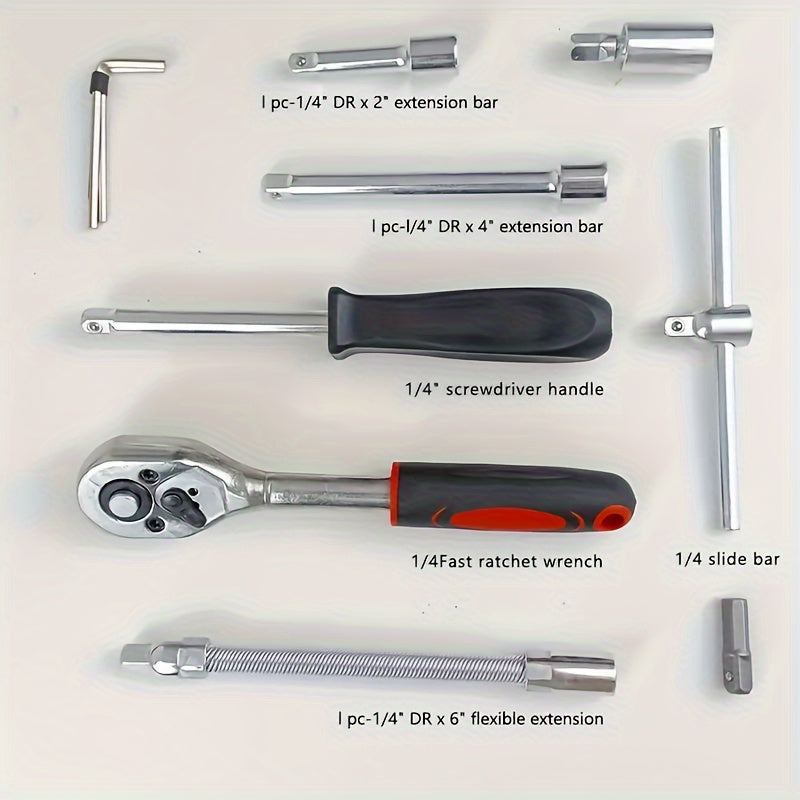 46/150pcs Upgraded Version Premium Quality Auto Repair Tool Set, Home Repair Tool Set, Home Equipment Maintenance, Suitable for Both Automotive And Industrial Repair Multi-Function Tool Combination Set, Suitable for Motorcycl