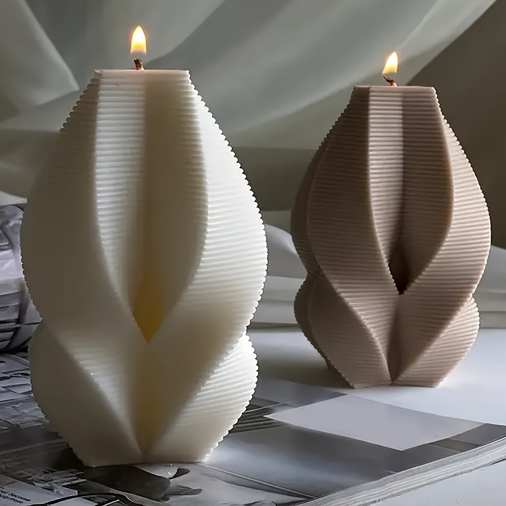 7pcs Striped Cylindrical Shells, Water Droplets, Rotating Balls, Combined With Candles To Create Silicone Molds, Ribbed Twisted Geometric Abstract Striped Silicone Molds For Handicrafts, Aromatherapy Candles, Handmade Candles