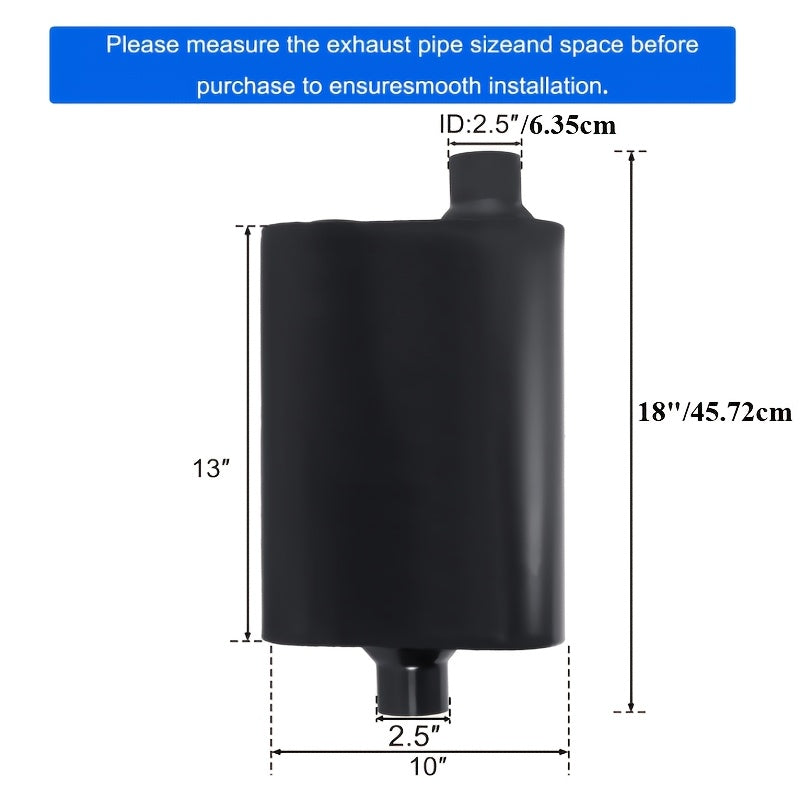 Universal Mufflers Dual Chamber, Offset Inlet Center Outlet.Performance Automotive Muffler Exhaust. 2 Chamber Performance Race Muffler Resonator Anti-corrosive 18" Overall (Silver & Black & Red)