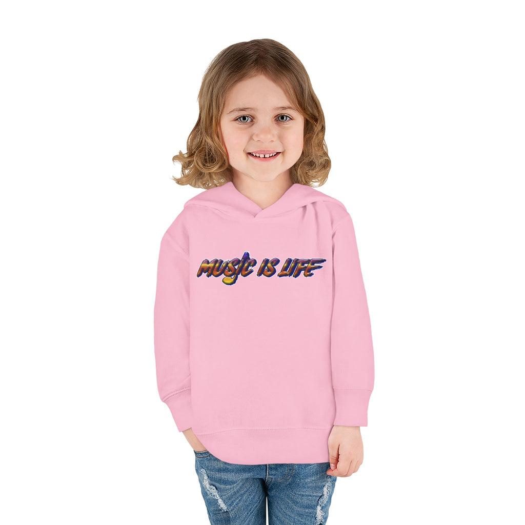 Toddler Hoodie "Music Is Life" — Colorful Brushstroke Kids Pullover
