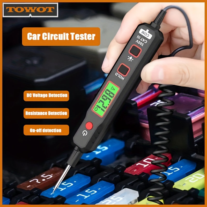 1pc Automotive Circuit Tester Automotive Troubleshooting And Maintenance Circuit Tester Digital Backlight Display For Automotive Circuit Voltage Tester