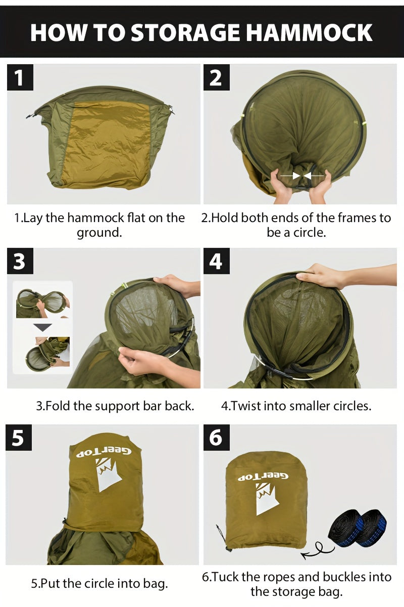 GEERTOP 3in 1 Outdoor Hammock with Mosquito Net Sun Shelter, Double Sleep Rest Camping Hammock for Backpacking Travel Garden Park