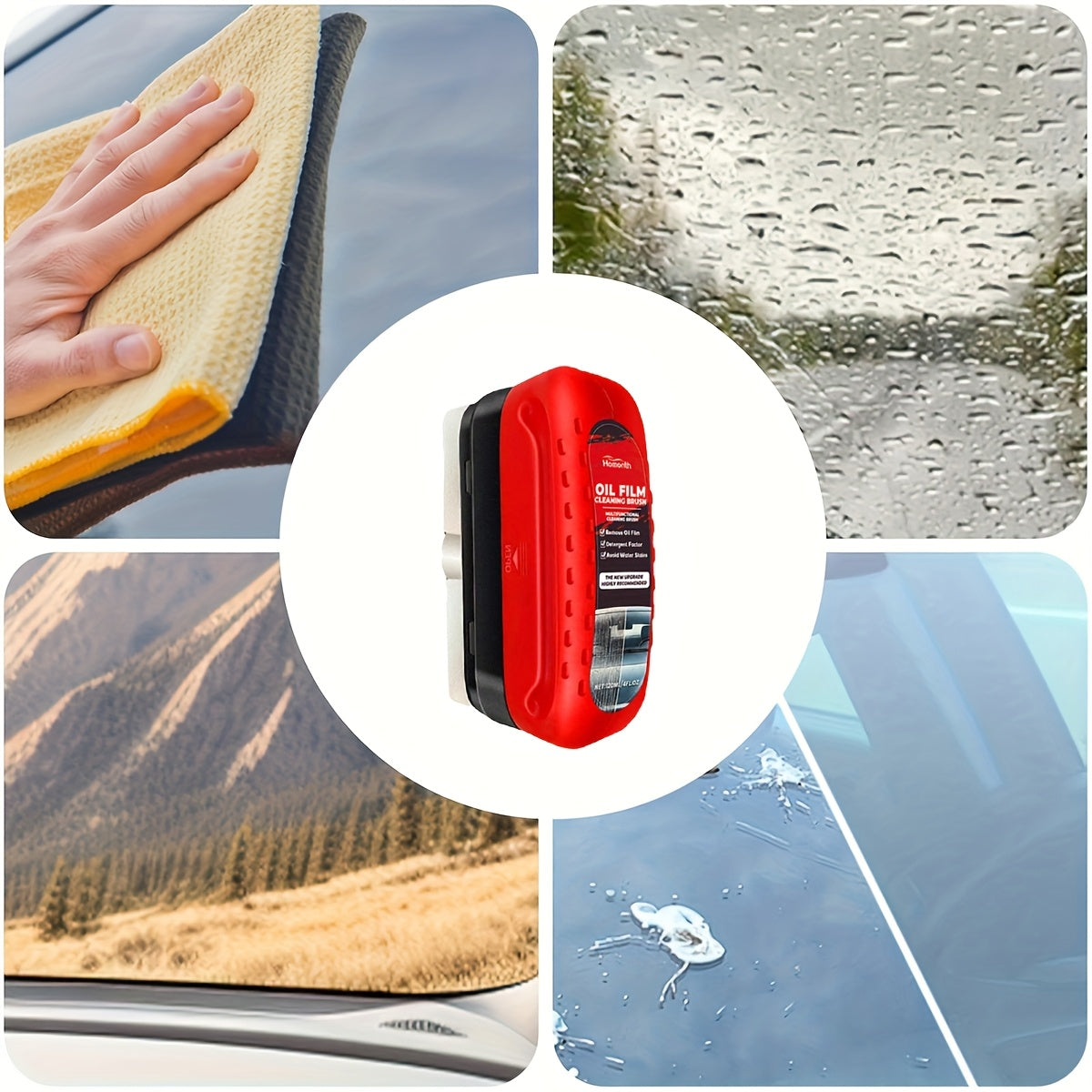 1/2 Pieces Automotive Oil Film Cleaning Brush, Glass Cleaning Board Glass Coating, Improves Clarity And Visibility, Oil Film Removal Brush Tool For Car Glass, Windshield, Mirror, Windows (1/2 Brush)