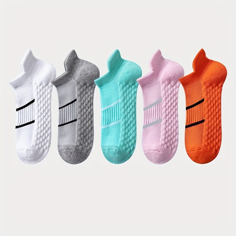 5 Pairs of Thin Mesh Men's Professional Sports Socks, Breathable Sweat-absorbing Anti-odor with Ear Lifting Heel Guard