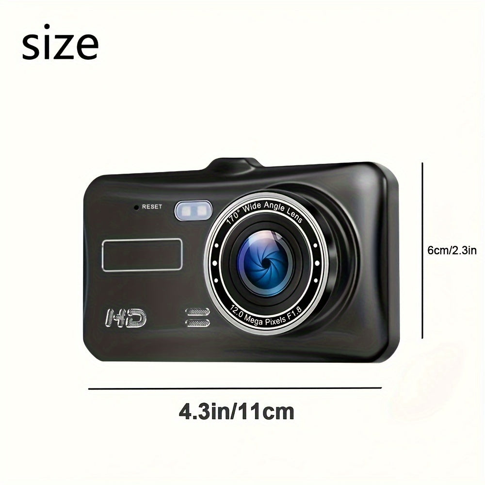 HD 1080P Night Vision Dash Cam - CAR DVR Car Video Recorder - Front And 720P Rear Camera Vehicle Black Box Driver Recorder