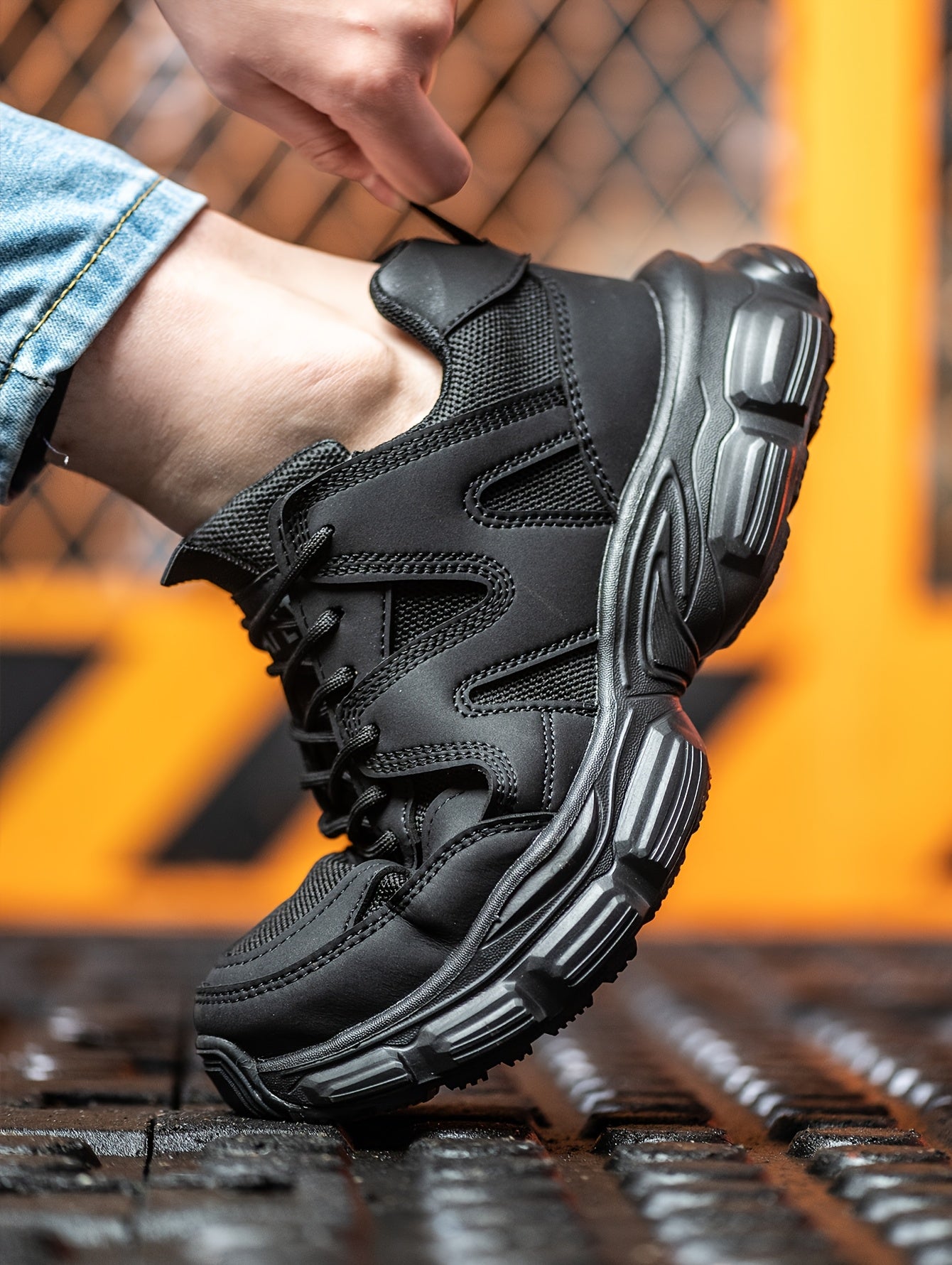 1pc Labor Protection Shoes Women's Steel Toe Cap Anti Impact And Anti Puncture Lightweight Fashionable Safety Work Shoes Women's Office, Shoes Height 1.57in