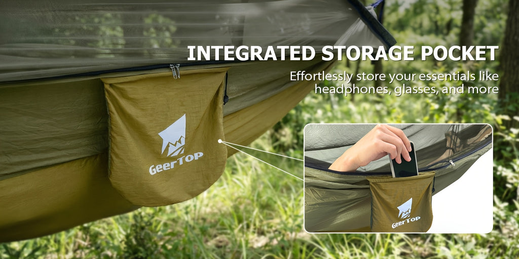 [3-in-1 Hammock] GEERTOP 3-in-1 Outdoor Hammock | Double Sleep Rest Camping Hammock with Mosquito Net Sun Shelter for Backpacking Travel Garden Park