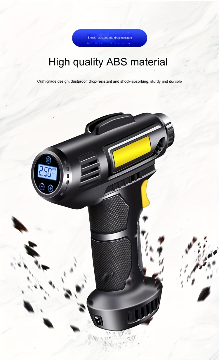 120W multi-function portable automotive air compressor, wired/wireless handheld automotive air pump electric, automotive tire inflator with LED lights