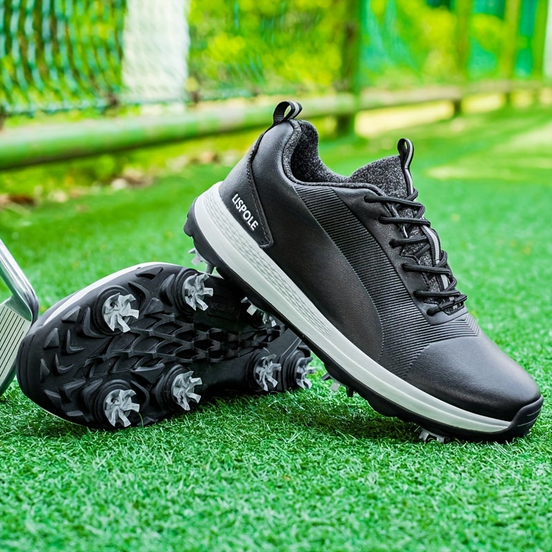 Men's Non-slip Spiked Golf Shoes, Professional Lace Up Sports Sneakers For Golf Training