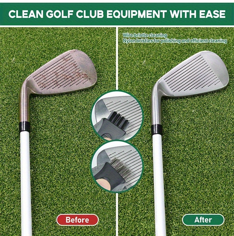 Retractable Pocket Golf Club Cleaning Brush Tool - Wire Brush Club Groove Double Side Cleaner, Golf Accessories