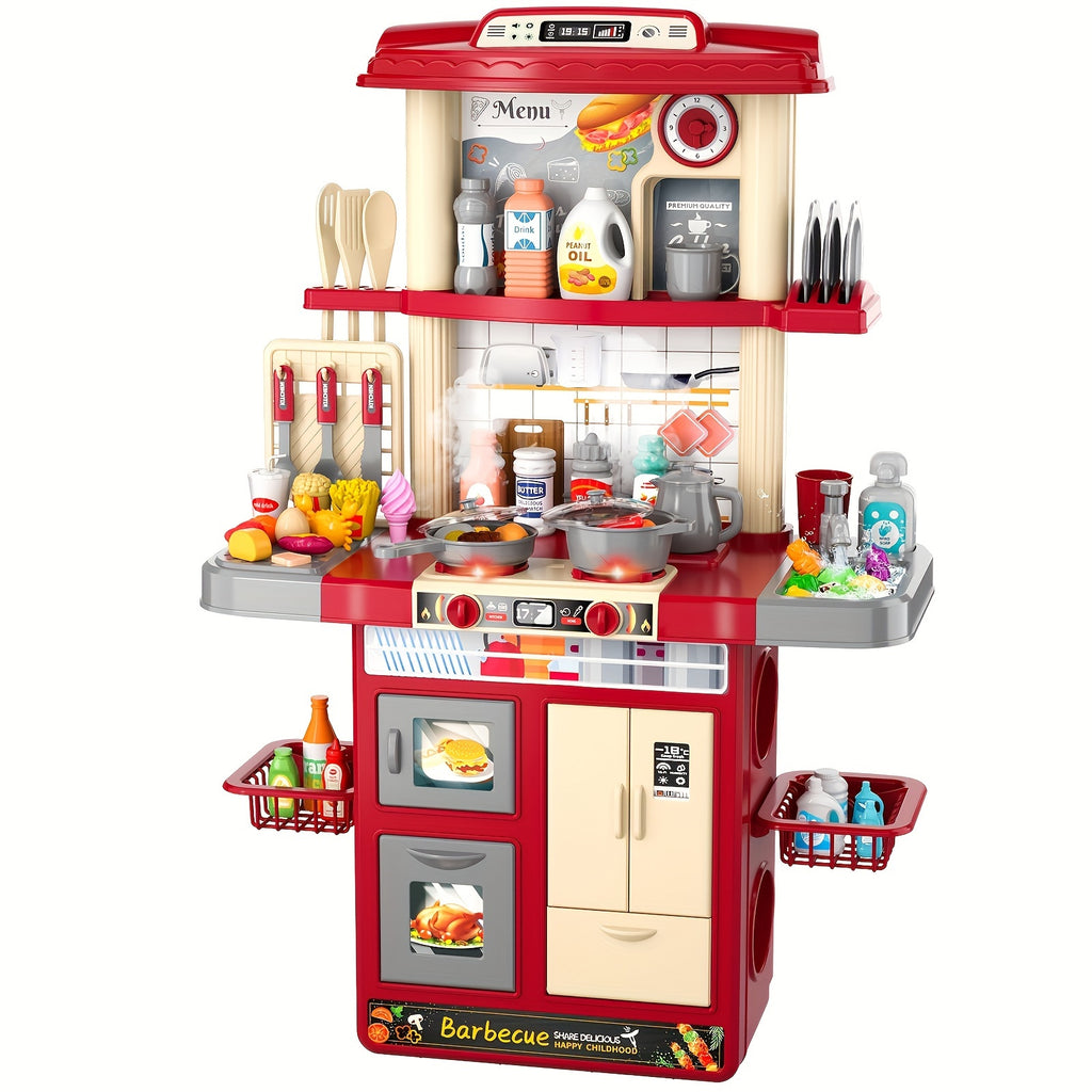 Kids Play Kitchen Set - Pretend Play Food Toys with Light Sound Spray, Random Color Play Food, Ideal for Ages 3 4 5 6 7 8, Perfect Halloween Christmas Gift