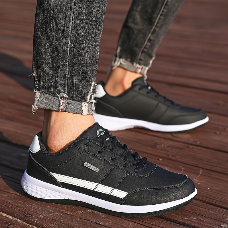 VanWeir Lightweight Men'S Shoes - Navy Blue & White, Stable Lace-Up Sneakers with MD/TPR Sole, Breathable Fabric Lining for Outdoor Sports, Hiking & Casual Wear