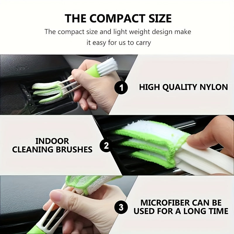 2-in-1 Car Vent Cleaning Brush - Multi-Functional Air Conditioner & Blinds Duster, Detachable and Washable for Door Partitions & Hard-to-Reach Corners