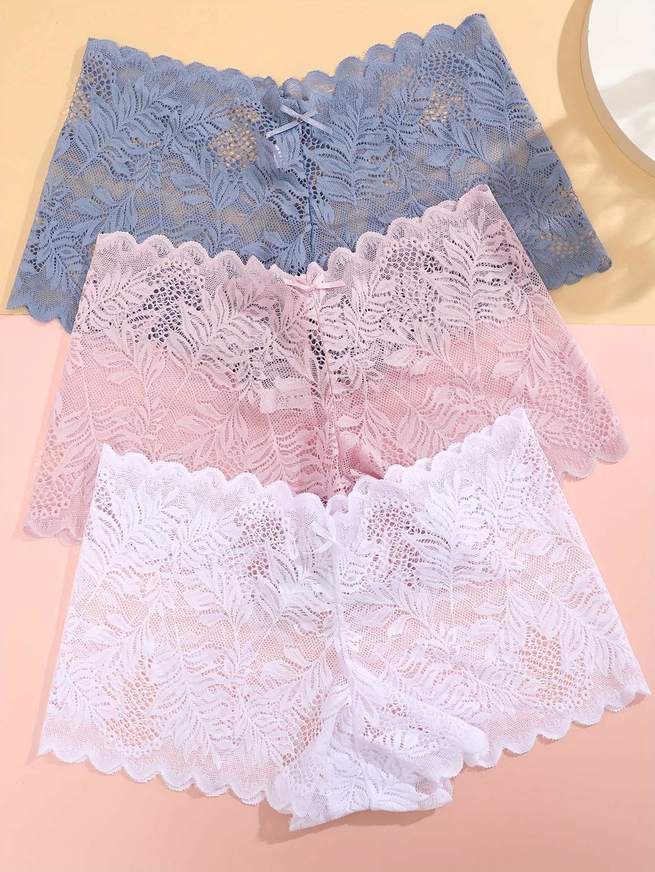 [Sexy Low Waist] Women's Sexy Low Waist Panties | 3pcs Set | Contrast Lace