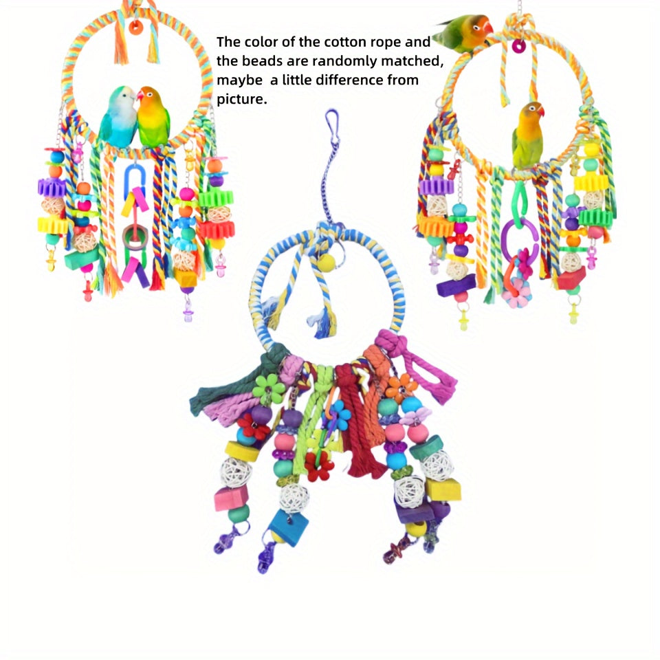 Bird Toys Bird Swing Toy Bird Perches Colorful Chewing Toys for Parakeets Meyers Cockatiel Conure Caique And Other Medium Sized Birds