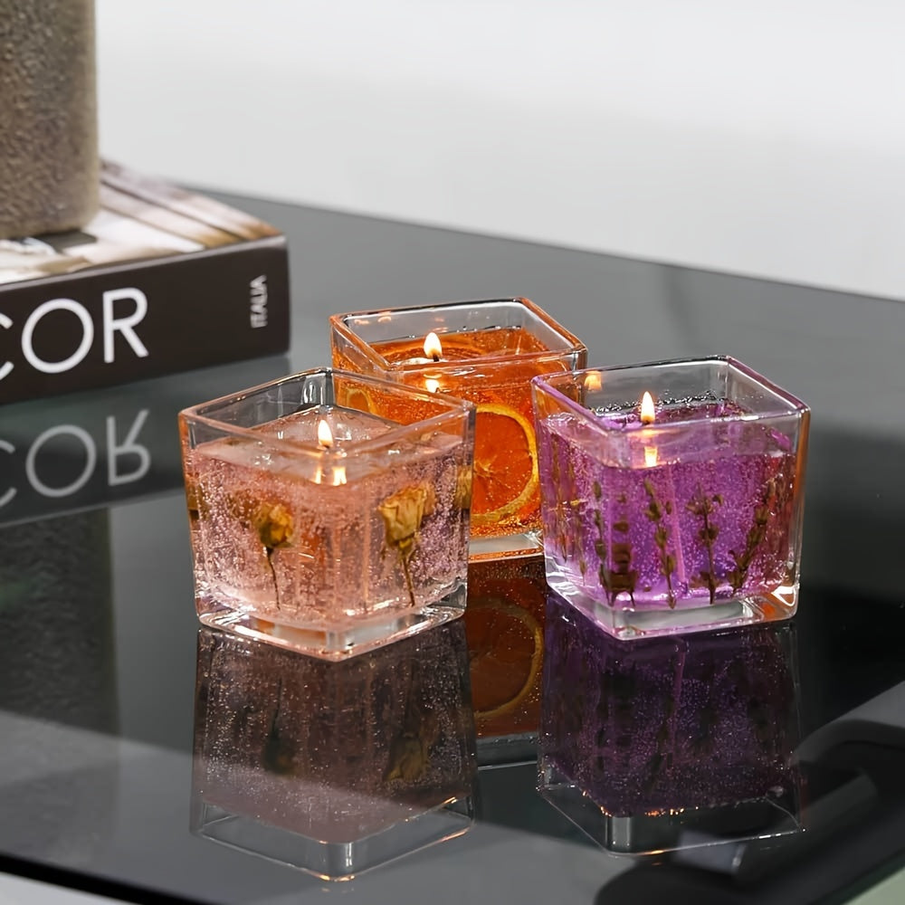Classic Generous Bottle Advanced Floral Candles, 550G Lavender/rose/orange Scented Candles, True Flower Inlay, Fragrance, Family Perfume Essential, Perfect Birthday Gift