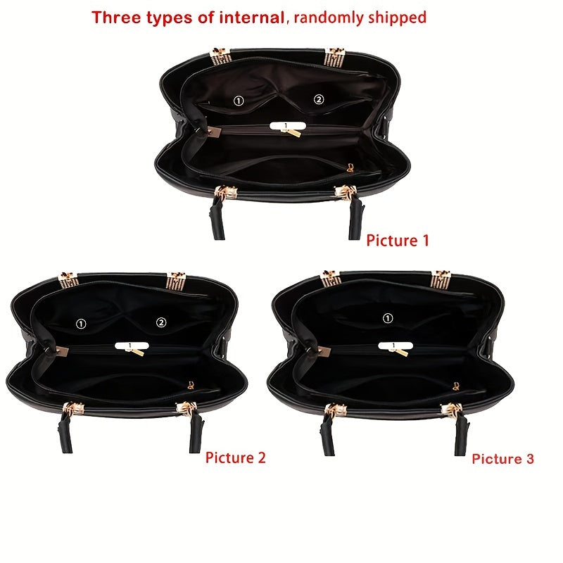 Chic Bow Decor Handbag for Women with Coin Purse, Adjustable Strap,