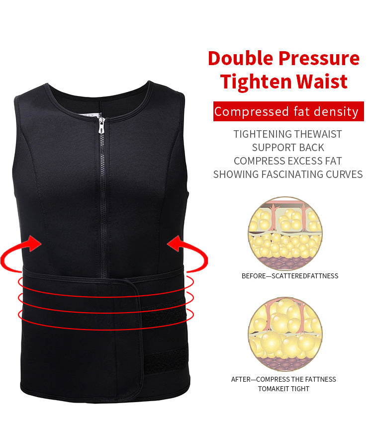 TKPARK Men's Adjustable Compression Tank Top & Waist Trainer - High-Elasticity Workout Shirt