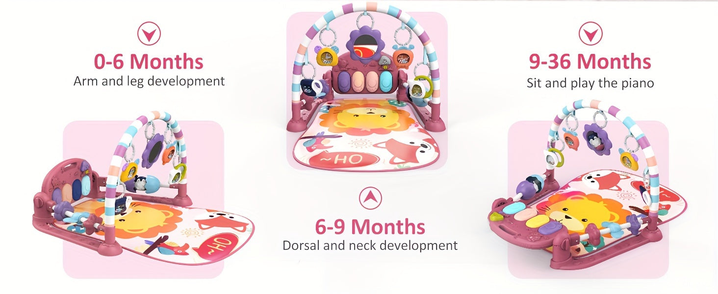 Youngsters Play Mat Youngsters Gym, Funny Play Piano Tummy Time Youngsters Activity Gym Mat with 5 Youngsters Learning Sensory Youngsters Toys, Music And Lights Boy & Girl Gifts for Youngsters Youngsters 0 to 3 6 9 12 Months